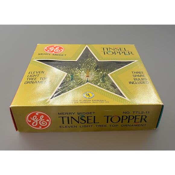 NEW! VTG GE Tinsel Topper Merry Midget Christmas Star Tree Gold Lights Decor - Picture 4 of 8